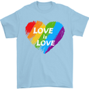 LGBT Love Is Love Gay Pride Day Awareness Mens T-Shirt Cotton Gildan Light Blue
