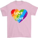 LGBT Love Is Love Gay Pride Day Awareness Mens T-Shirt Cotton Gildan Light Pink