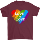 LGBT Love Is Love Gay Pride Day Awareness Mens T-Shirt Cotton Gildan Maroon