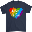 LGBT Love Is Love Gay Pride Day Awareness Mens T-Shirt Cotton Gildan Navy Blue