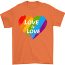 LGBT Love Is Love Gay Pride Day Awareness Mens T-Shirt Cotton Gildan Orange