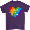 LGBT Love Is Love Gay Pride Day Awareness Mens T-Shirt Cotton Gildan Purple