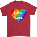 LGBT Love Is Love Gay Pride Day Awareness Mens T-Shirt Cotton Gildan Red
