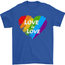 LGBT Love Is Love Gay Pride Day Awareness Mens T-Shirt Cotton Gildan Royal Blue