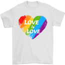 LGBT Love Is Love Gay Pride Day Awareness Mens T-Shirt Cotton Gildan White