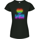 LGBT Love Is Love Gay Pride Day Awareness Womens Petite Cut T-Shirt Black