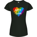 LGBT Love Is Love Gay Pride Day Awareness Womens Petite Cut T-Shirt Black