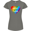 LGBT Love Is Love Gay Pride Day Awareness Womens Petite Cut T-Shirt Charcoal