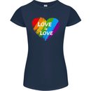 LGBT Love Is Love Gay Pride Day Awareness Womens Petite Cut T-Shirt Navy Blue