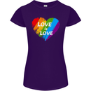 LGBT Love Is Love Gay Pride Day Awareness Womens Petite Cut T-Shirt Purple