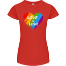 LGBT Love Is Love Gay Pride Day Awareness Womens Petite Cut T-Shirt Red