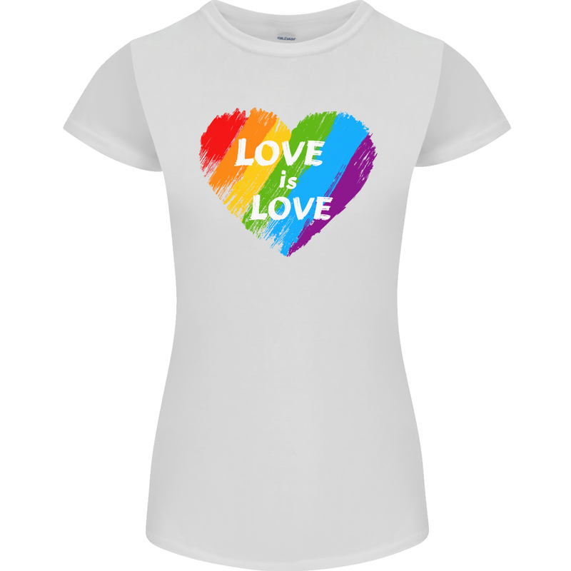 LGBT Love Is Love Gay Pride Day Awareness Womens Petite Cut T-Shirt White