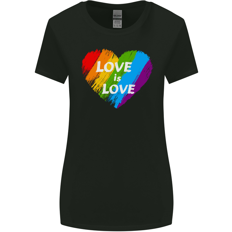 LGBT Love Is Love Gay Pride Day Awareness Womens Wider Cut T-Shirt Black