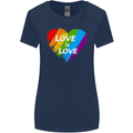 LGBT Love Is Love Gay Pride Day Awareness Womens Wider Cut T-Shirt Navy Blue