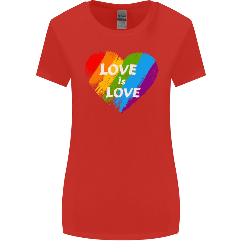 LGBT Love Is Love Gay Pride Day Awareness Womens Wider Cut T-Shirt Red