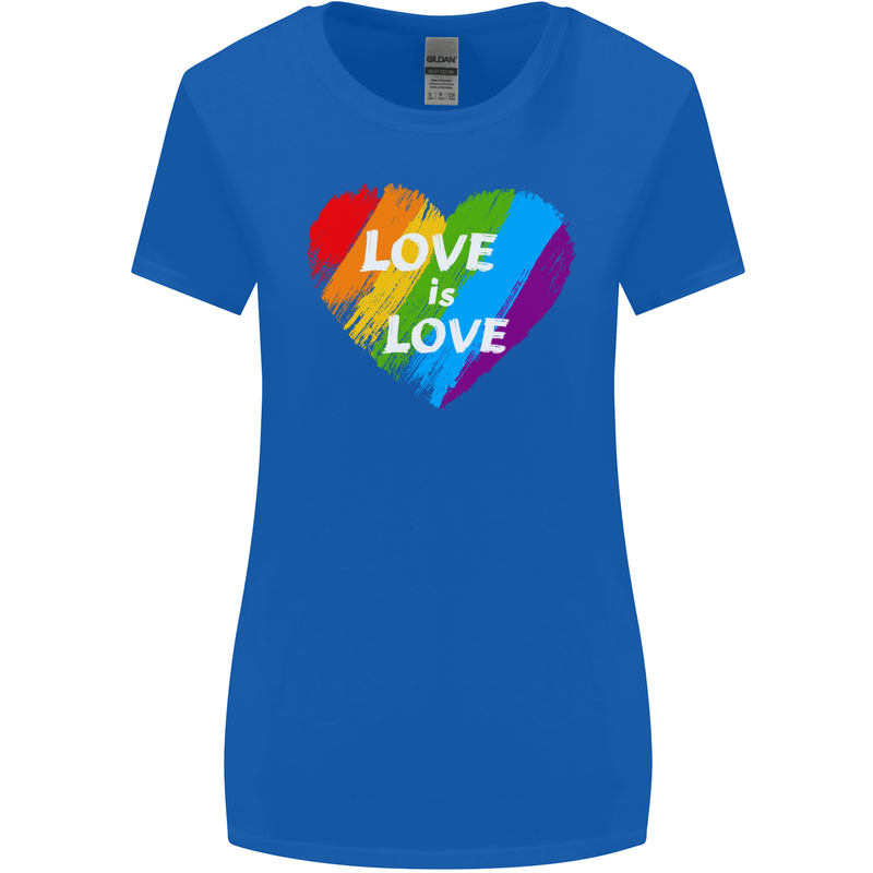 LGBT Love Is Love Gay Pride Day Awareness Womens Wider Cut T-Shirt Royal Blue