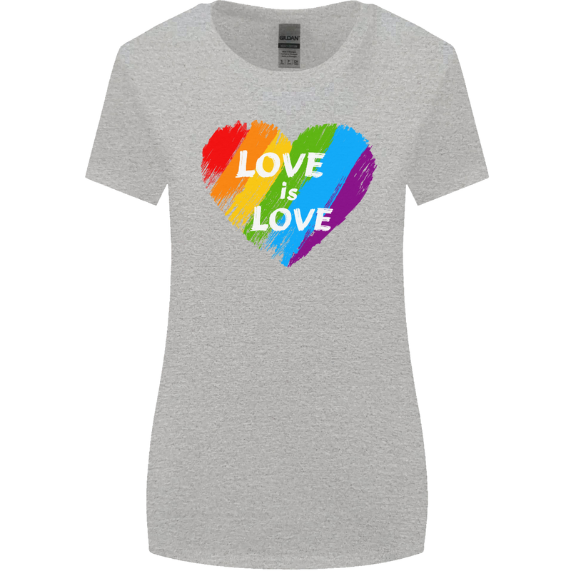 LGBT Love Is Love Gay Pride Day Awareness Womens Wider Cut T-Shirt Sports Grey
