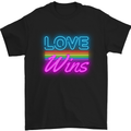 LGBT Love Wins Gay Pride Day Awareness Mens T-Shirt Cotton Gildan Black