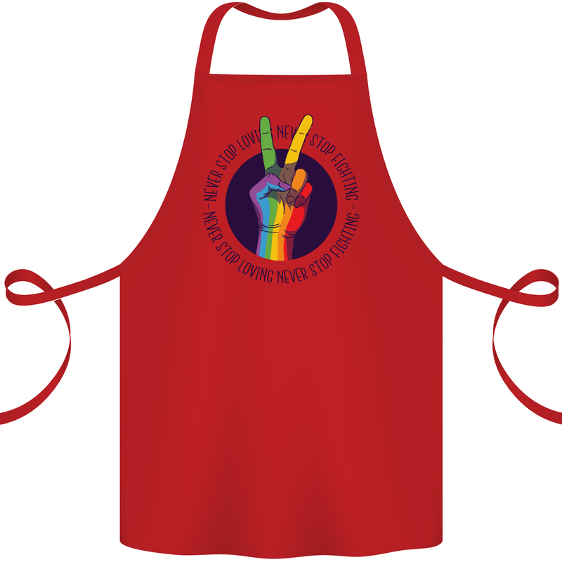 LGBT Never Stop Loving Fighting Gay Pride Cotton Apron 100% Organic Red