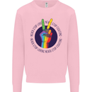 LGBT Never Stop Loving Fighting Gay Pride Kids Sweatshirt Jumper Light Pink