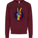 LGBT Never Stop Loving Fighting Gay Pride Kids Sweatshirt Jumper Maroon
