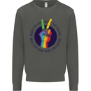 LGBT Never Stop Loving Fighting Gay Pride Kids Sweatshirt Jumper Storm Grey