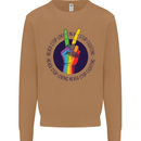 LGBT Never Stop Loving Fighting Gay Pride Mens Sweatshirt Jumper Caramel Latte