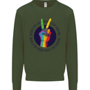 LGBT Never Stop Loving Fighting Gay Pride Mens Sweatshirt Jumper Forest Green