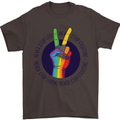 LGBT Never Stop Loving Fighting Gay Pride Mens T-Shirt Cotton Gildan Dark Chocolate