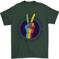 LGBT Never Stop Loving Fighting Gay Pride Mens T-Shirt Cotton Gildan Forest Green