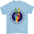 LGBT Never Stop Loving Fighting Gay Pride Mens T-Shirt Cotton Gildan Light Blue