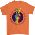 LGBT Never Stop Loving Fighting Gay Pride Mens T-Shirt Cotton Gildan Orange