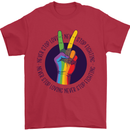 LGBT Never Stop Loving Fighting Gay Pride Mens T-Shirt Cotton Gildan Red