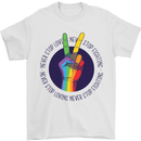 LGBT Never Stop Loving Fighting Gay Pride Mens T-Shirt Cotton Gildan White