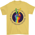 LGBT Never Stop Loving Fighting Gay Pride Mens T-Shirt Cotton Gildan Yellow