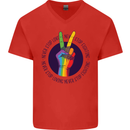 LGBT Never Stop Loving Fighting Gay Pride Mens V-Neck Cotton T-Shirt Red