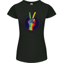LGBT Never Stop Loving Fighting Gay Pride Womens Petite Cut T-Shirt Black
