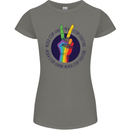 LGBT Never Stop Loving Fighting Gay Pride Womens Petite Cut T-Shirt Charcoal