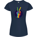 LGBT Never Stop Loving Fighting Gay Pride Womens Petite Cut T-Shirt Navy Blue
