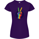 LGBT Never Stop Loving Fighting Gay Pride Womens Petite Cut T-Shirt Purple