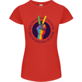 LGBT Never Stop Loving Fighting Gay Pride Womens Petite Cut T-Shirt Red