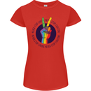 LGBT Never Stop Loving Fighting Gay Pride Womens Petite Cut T-Shirt Red
