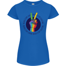 LGBT Never Stop Loving Fighting Gay Pride Womens Petite Cut T-Shirt Royal Blue