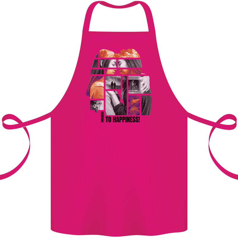 LGBT Onwards to Happiness Cotton Apron 100% Organic Pink