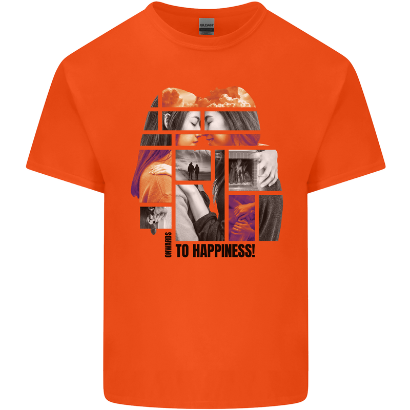 LGBT Onwards to Happiness Mens Cotton T-Shirt Tee Top Orange