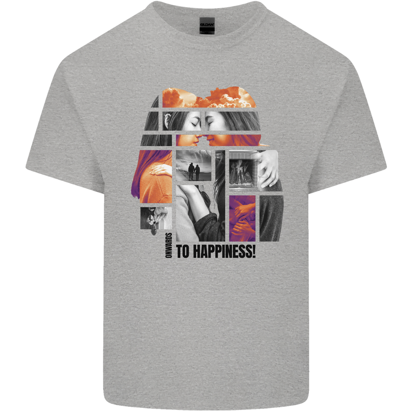 LGBT Onwards to Happiness Mens Cotton T-Shirt Tee Top Sports Grey
