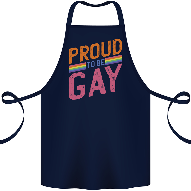 LGBT Pride Awareness Proud To Be Gay Cotton Apron 100% Organic Navy Blue