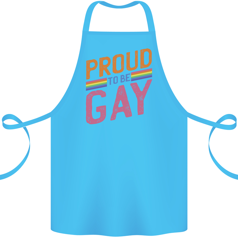 LGBT Pride Awareness Proud To Be Gay Cotton Apron 100% Organic Turquoise