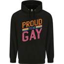 LGBT Pride Awareness Proud To Be Gay Mens 80% Cotton Hoodie Black