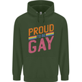 LGBT Pride Awareness Proud To Be Gay Mens 80% Cotton Hoodie Forest Green